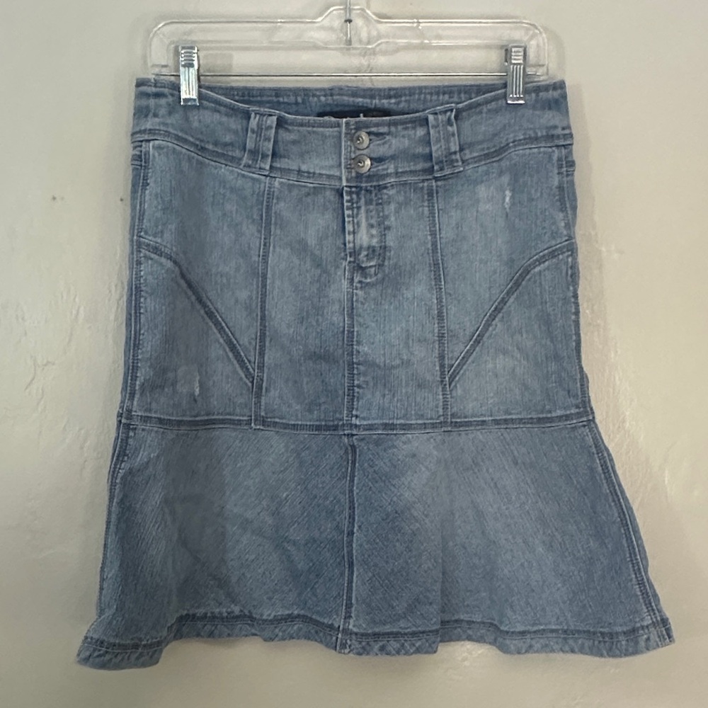 Rewind Light Blue A-Line Stretch Denim Skirt